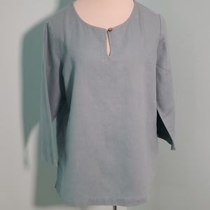 Orchadia casuals green top, Large. Linen/cotton